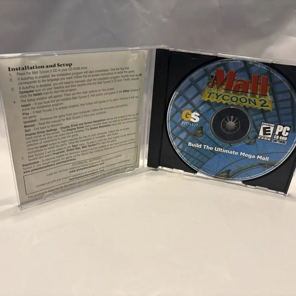 Mall Tycoon 2 PC CD ROM Computer Sim Video Game Rated E 2004